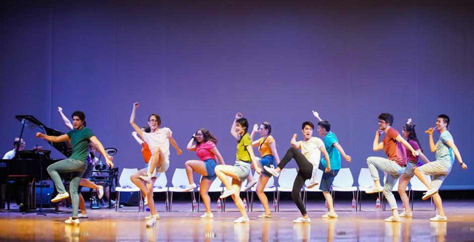 Cast members, who auditioned for roles in the preceding spring, spent two months in New York City during the summer break creating new content and improving their performing skills. Brainstorming ideas, composing melodies, writing scenes and lyrics, choreographing dances -- the process is all about teamwork.