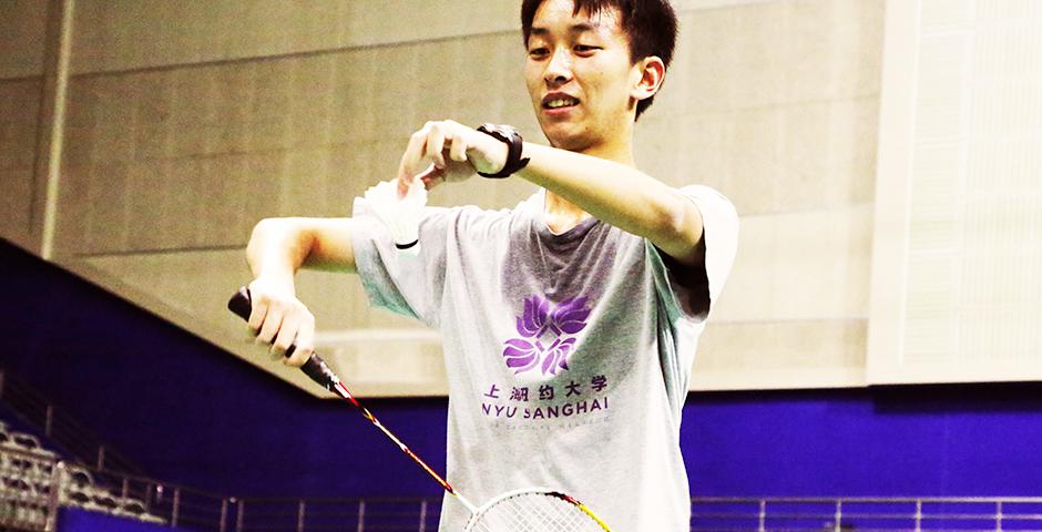 Badminton Insanity club members participate in the weekly free play events at YuanShen Stadium, October 16, 2014. (Photo by Annie Seaman)